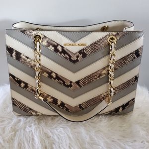 MK Susannah Large Tote Chevron Mixed leather RARE